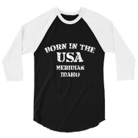 Meridian Idaho Born In The Usa Distressed Premium 3/4 Sleeve Shirt | Artistshot