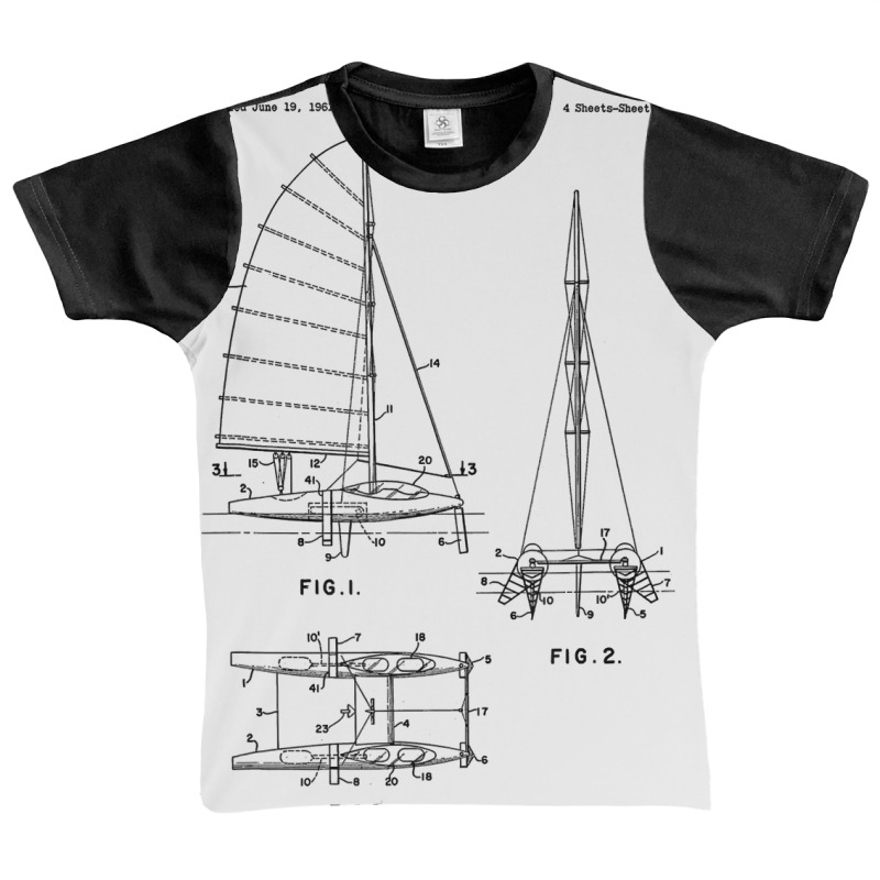 Catamaran Sailboat Blueprint Shirt   Old Sailing B Graphic Youth T-shirt | Artistshot