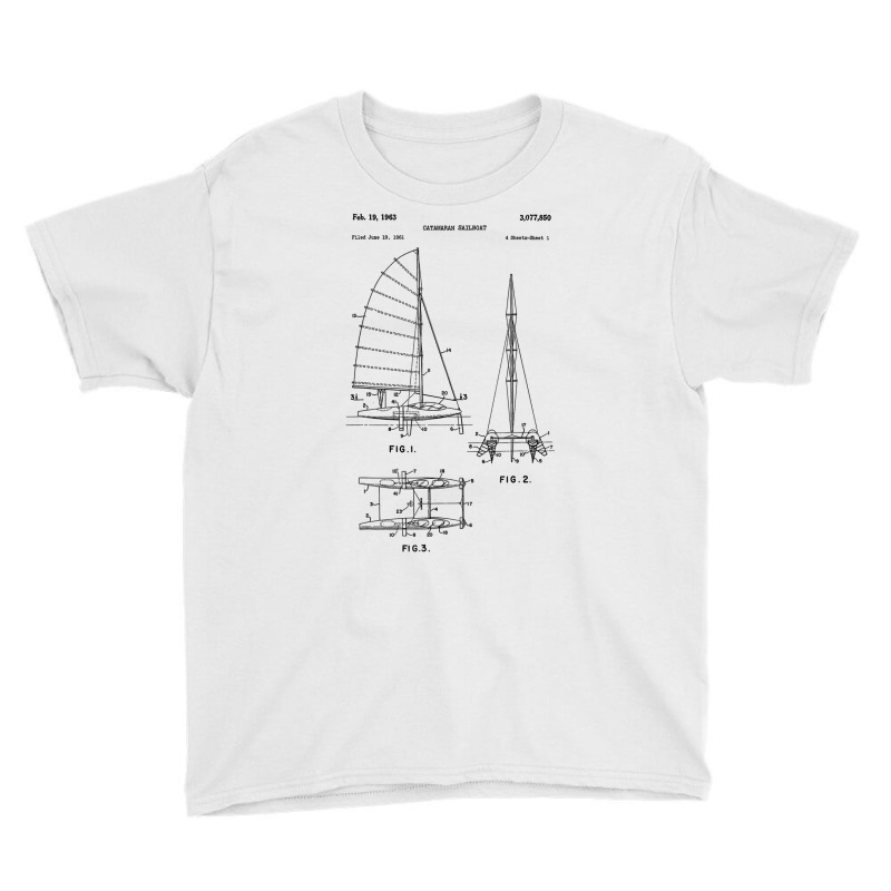 Catamaran Sailboat Blueprint Shirt   Old Sailing B Youth Tee | Artistshot