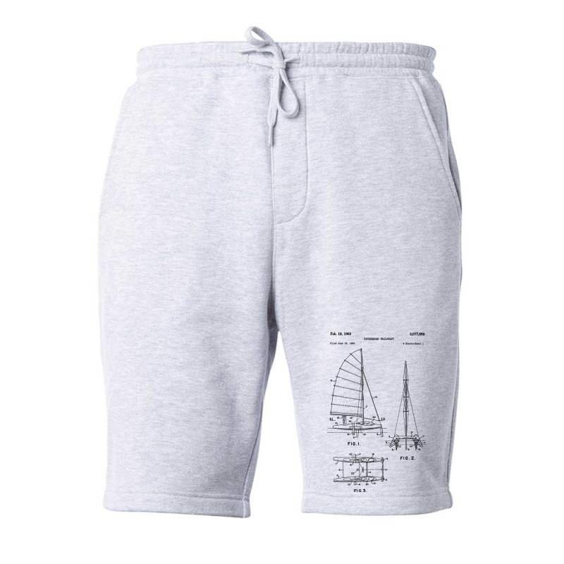 Catamaran Sailboat Blueprint Shirt   Old Sailing B Fleece Short by arainro | Artistshot