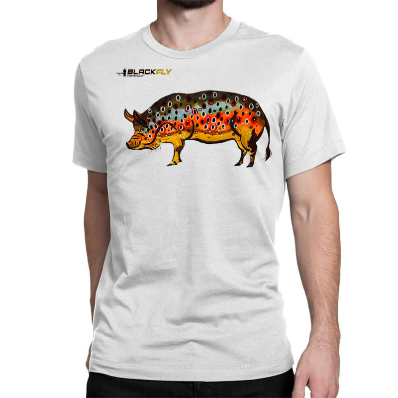 Funny Fly Fishing Pig Hog With Brown Trout Skin Te Classic T-shirt | Artistshot