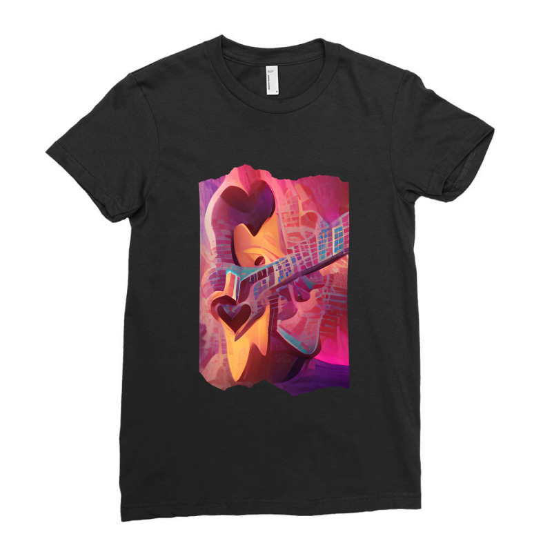 Beautiful Guitar Musician Art Futuristic Musician  Ladies Fitted T-Shirt by ELIZABETHKARLENEWINCELOWICZ | Artistshot