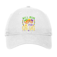 Will Run For King Cake Mardi Gras Party Parade Tan Adjustable Cap | Artistshot