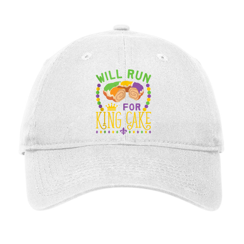 Will Run For King Cake Mardi Gras Party Parade Tan Adjustable Cap | Artistshot