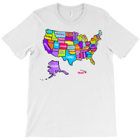 Colorful Us Map With States Names, United States U T-shirt | Artistshot