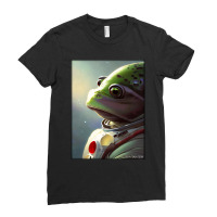 Green Frog Animal Wild Astronaut Future Scifi Tech Ladies Fitted T-shirt | Artistshot