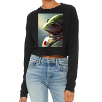 Green Frog Animal Wild Astronaut Future Scifi Tech Cropped Sweater | Artistshot