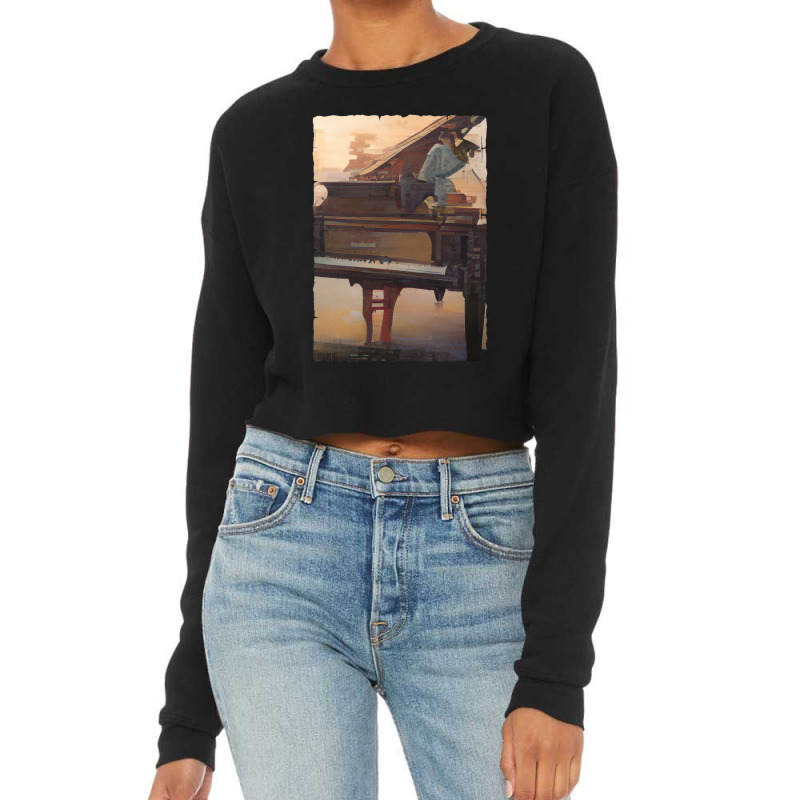 Beautiful Piano Instrument Abstract Futuristic Dig Cropped Sweater by ELIZABETHKARLENEWINCELOWICZ | Artistshot