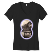 Beautiful Piano Musician Art Abstract Futuristic D Women's V-neck T-shirt | Artistshot