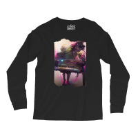 Beautiful Piano Play Abstract Futuristic Digital G Long Sleeve Shirts | Artistshot