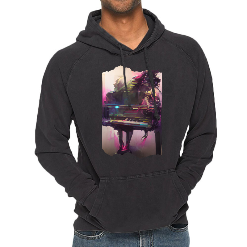 Beautiful Piano Play Abstract Futuristic Digital G Vintage Hoodie by ELIZABETHKARLENEWINCELOWICZ | Artistshot