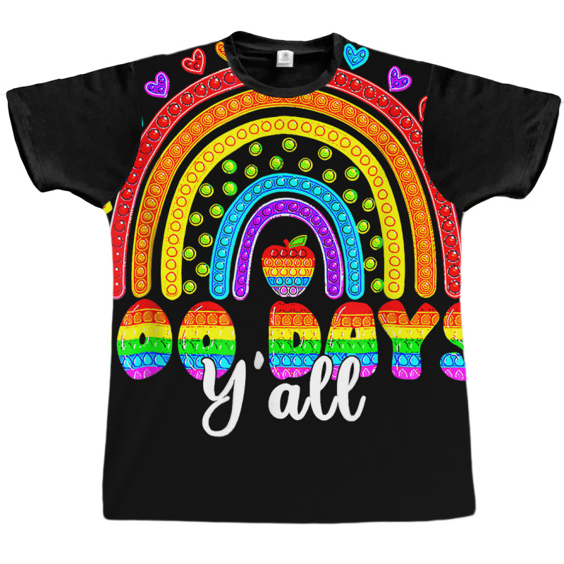 Rainbow 100 Days Y'all Poppin 100th Day Of School Graphic T-shirt | Artistshot