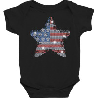 Woman Vintage July 4th Star Flag Bling Rhinestone Baby Bodysuit | Artistshot