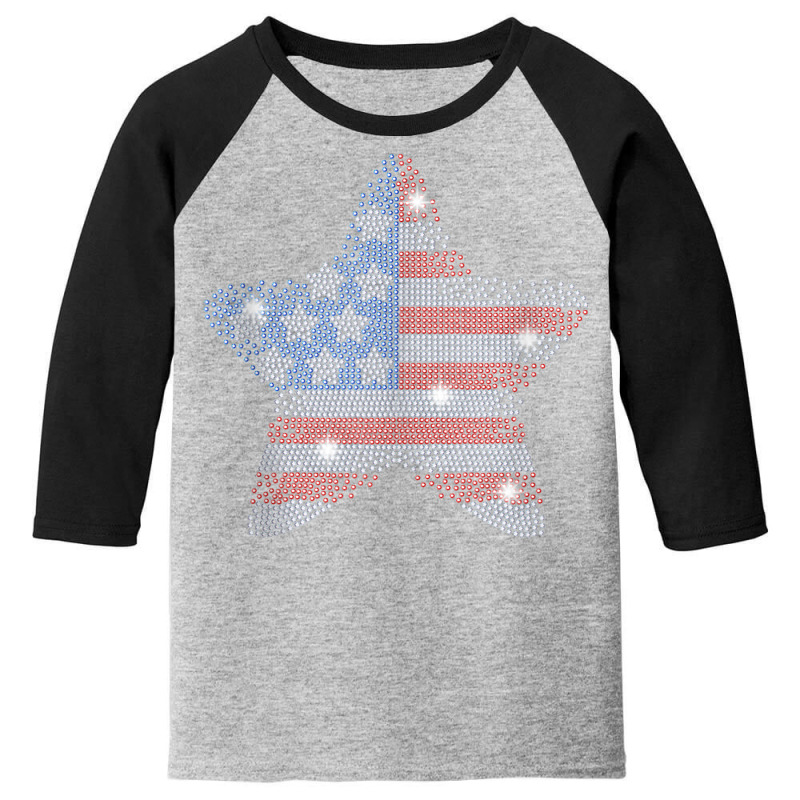 Woman Vintage July 4th Star Flag Bling Rhinestone Youth 3/4 Sleeve by bonne | Artistshot