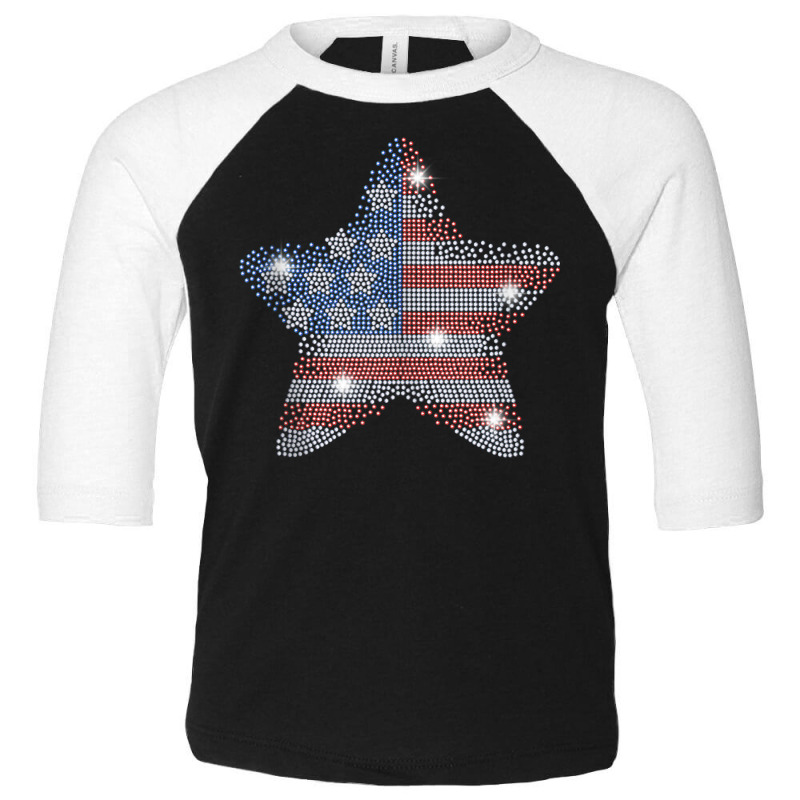 Woman Vintage July 4th Star Flag Bling Rhinestone Toddler 3/4 Sleeve Tee by bonne | Artistshot