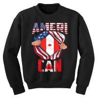 Cdn Maple Leaf Half Canadian Half American Flag Us Youth Sweatshirt | Artistshot