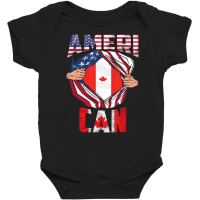 Cdn Maple Leaf Half Canadian Half American Flag Us Baby Bodysuit | Artistshot