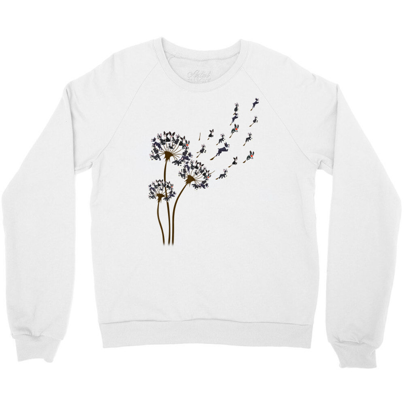 Boston Terrier Flower Fly Dandelion Boston Terrier Crewneck Sweatshirt by yucalsye | Artistshot