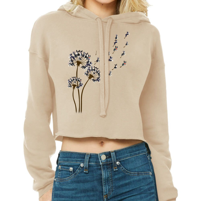 Boston Terrier Flower Fly Dandelion Boston Terrier Cropped Hoodie by yucalsye | Artistshot