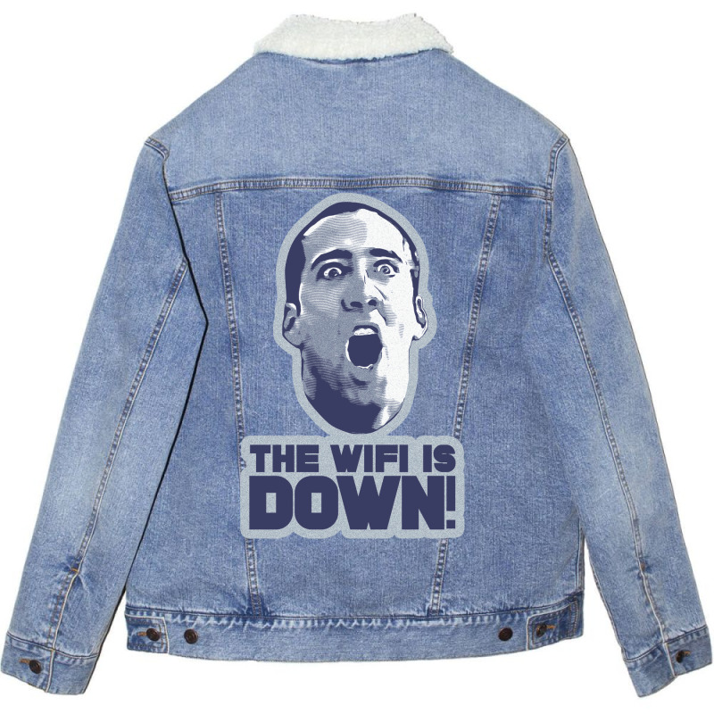 The Wifi Is Down! Unisex Sherpa-Lined Denim Jacket by nathansaranng | Artistshot