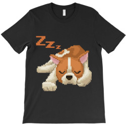 Pixelated Cute Puppy Sleepin' T-Shirt | Artistshot