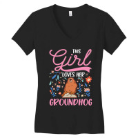 Groundhog Girl Marmot Groundhog Day Woodchuck 1 Women's V-neck T-shirt | Artistshot