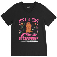 Groundhog Girl Marmot Woodchuck 2 V-neck Tee | Artistshot