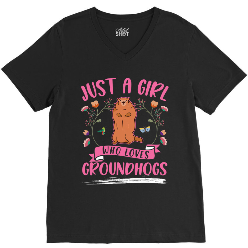 Groundhog Girl Marmot Woodchuck 2 V-Neck Tee by XAVIERESPREE | Artistshot