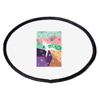 Cute Colorful Rock Climbing Bouldering Wall Climbe Oval Patch | Artistshot