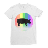 Retro Pig Gay Pride Vintage 80s Rainbow Pig Farm A Ladies Fitted T-shirt | Artistshot