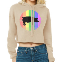 Retro Pig Gay Pride Vintage 80s Rainbow Pig Farm A Cropped Hoodie | Artistshot