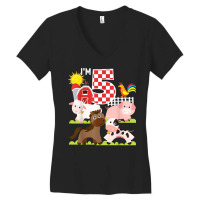 Farm Animals Barnyard 5th Birthday I'm 5 Year Old Women's V-neck T-shirt | Artistshot