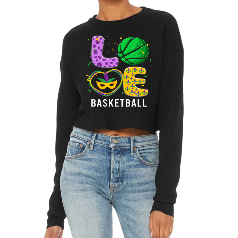 Love Basketball Ball Leopard Mardi Gras Fat Tuesda Cropped Sweater by PattonPlacex | Artistshot