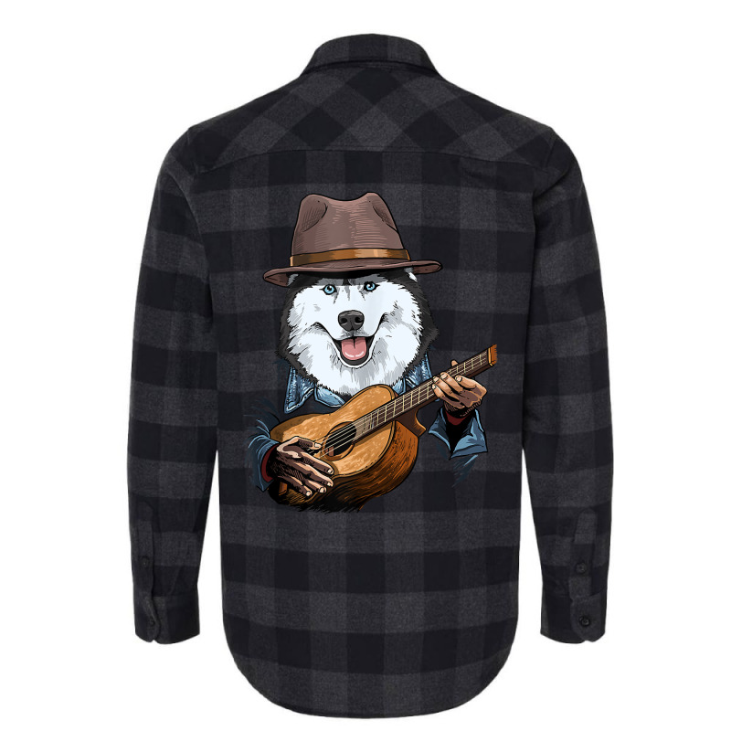 Siberian Husky Playing Guitar Husky Dog Lover Guit Flannel Shirt by boney | Artistshot