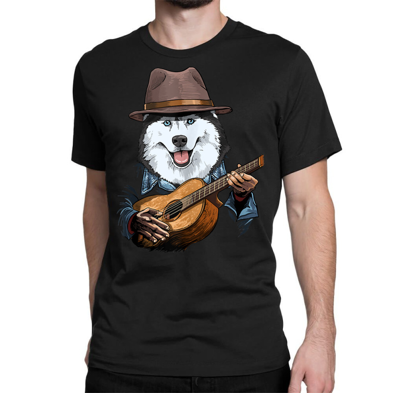 Siberian Husky Playing Guitar Husky Dog Lover Guit Classic T-shirt by boney | Artistshot