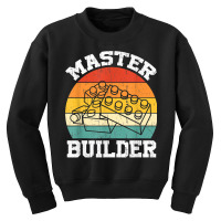 Master Builder Kids Building Blocks Brick Toy Mast Youth Sweatshirt | Artistshot