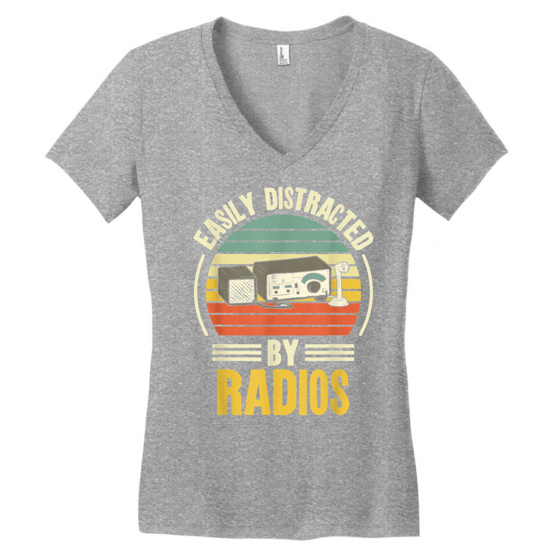 Easily Distracted By Radios Ham Radio Amateur Radi Women's V-Neck T-Shirt by ervanm | Artistshot