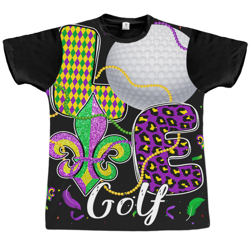 Love Golf Ball With Fleur De Lis Beads Fat Tuesday Graphic T-shirt by PattonPlacex | Artistshot