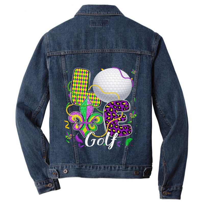 Love Golf Ball With Fleur De Lis Beads Fat Tuesday Men Denim Jacket by PattonPlacex | Artistshot