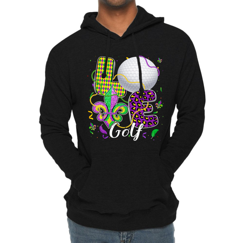 Love Golf Ball With Fleur De Lis Beads Fat Tuesday Lightweight Hoodie by PattonPlacex | Artistshot