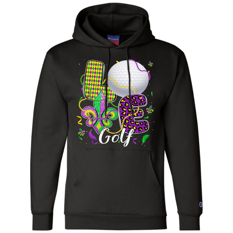 Love Golf Ball With Fleur De Lis Beads Fat Tuesday Champion Hoodie by PattonPlacex | Artistshot