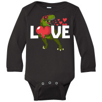 Love T Rex Heart In Paws Valentines Day Dinosaur Lover Cute Gift Long Sleeve Baby Bodysuit | Artistshot