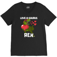 Loveasaurus Rex Valentines Day Dinosaur With Red Heart Funny And Cute V-neck Tee | Artistshot