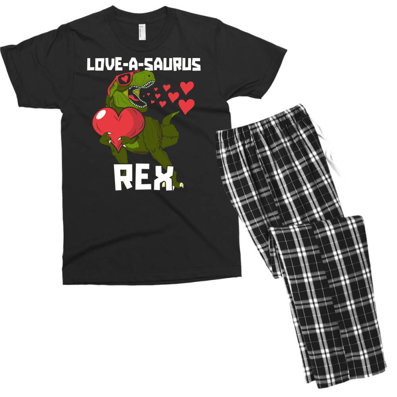 Loveasaurus Rex Valentines Day Dinosaur With Red Heart Funny And Cute Men's T-shirt Pajama Set | Artistshot