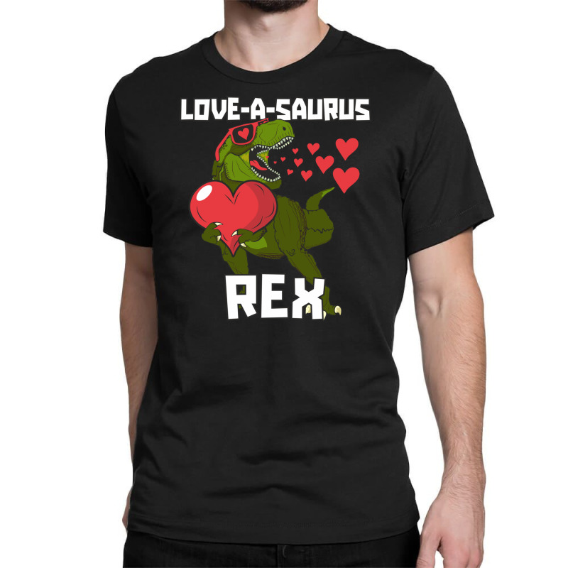 Loveasaurus Rex Valentines Day Dinosaur With Red Heart Funny And Cute Classic T-shirt | Artistshot