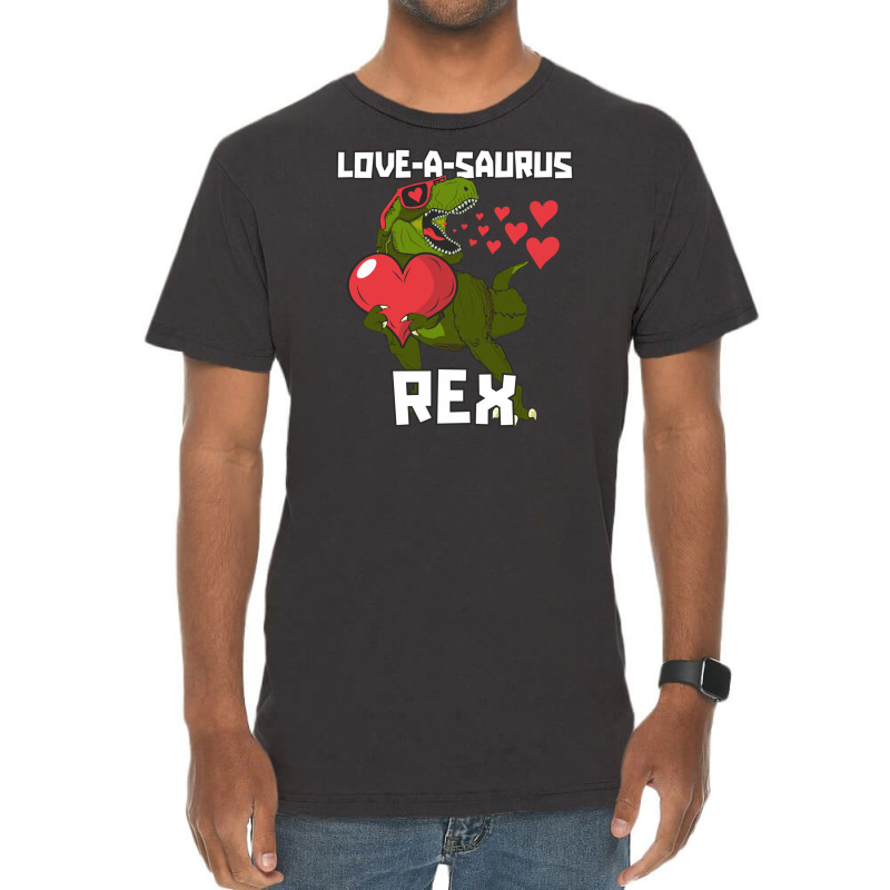 Loveasaurus Rex Valentines Day Dinosaur With Red Heart Funny And Cute Vintage T-shirt | Artistshot