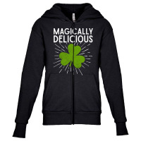 Magically Delicious Green Clover Leaf Funny St Patricks Day Lucky Sham Youth Zipper Hoodie | Artistshot