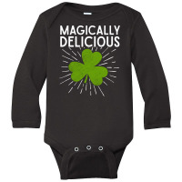 Magically Delicious Green Clover Leaf Funny St Patricks Day Lucky Sham Long Sleeve Baby Bodysuit | Artistshot