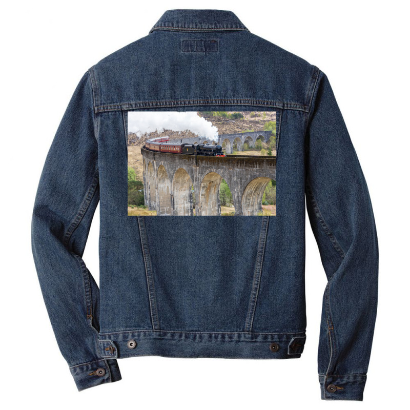 Jacobite Steam Train Over The Glenfinnan Viaduct Men Denim Jacket by heathybatevam | Artistshot