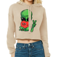 Kids Alien Peace Heart Valentines Day Funny Love U Cropped Hoodie | Artistshot